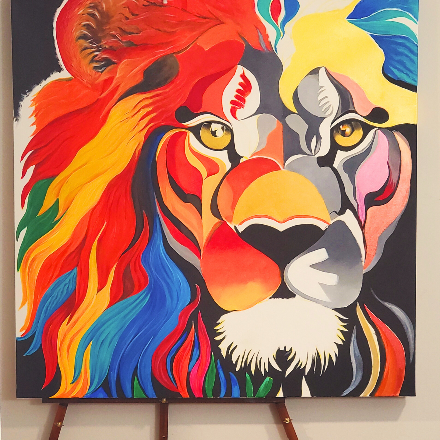 "Aurora" - That Lion within Us. Original Painting on 36x36 Inches Canvas